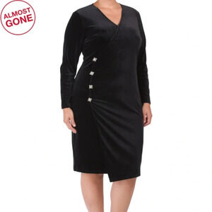 DALIA MACPHEE Plus Sexy Velvet Shine Button Dress